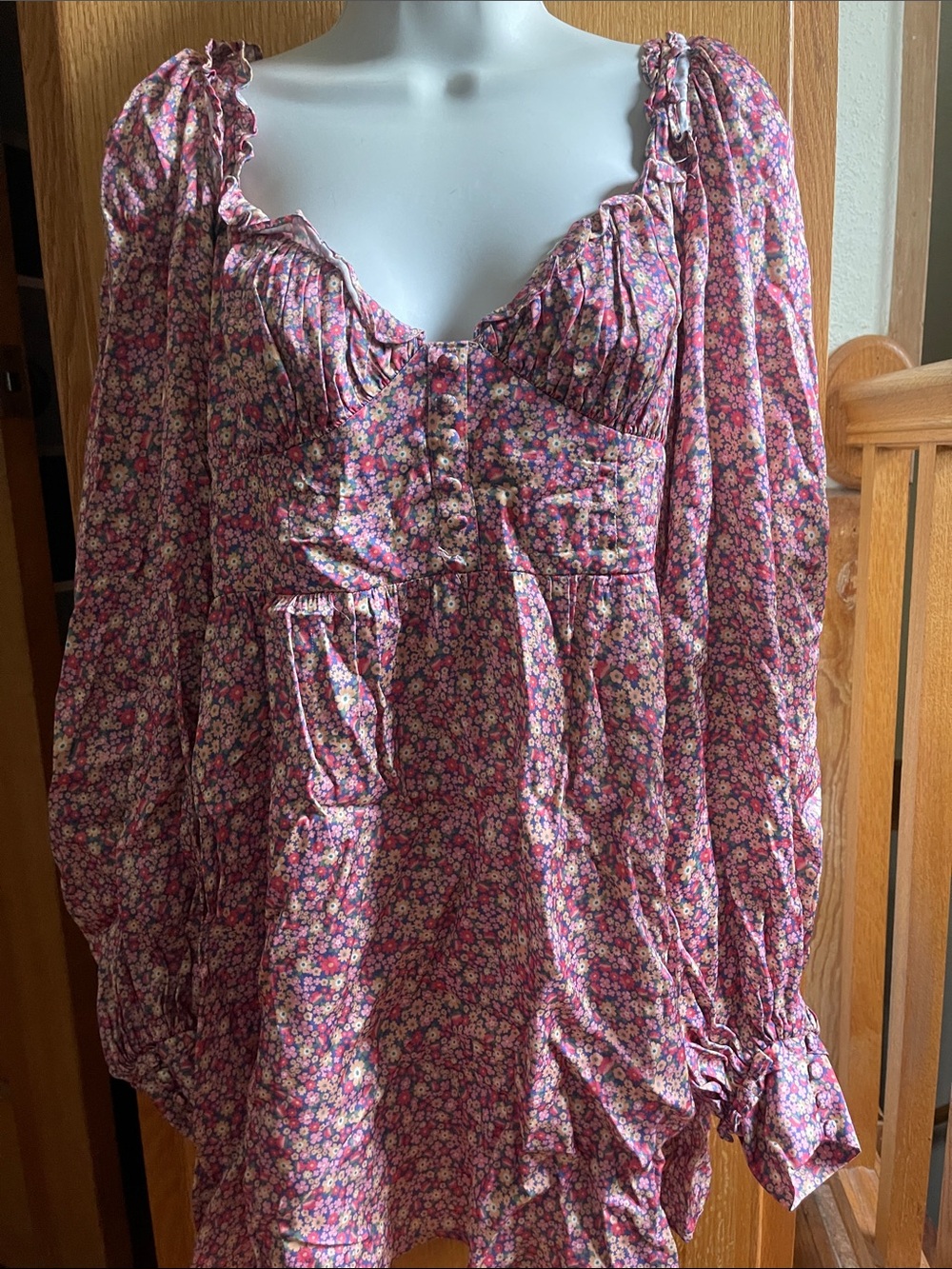 For Love & Lemons Multi-Color Floral Smocked Bodice Dress - Picture 2 of 3